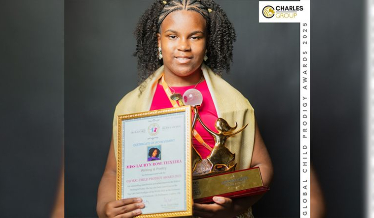 Lauryn Teixeira homenageada no Parlamento britânico como uma das 100 Crianças Prodígio do Mundo