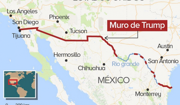 EUA começa trabalhos para a construção do muro na fronteira com o México